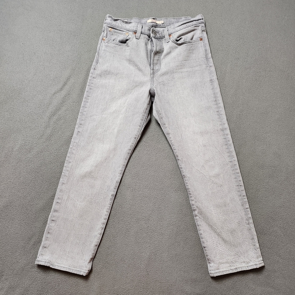 Levis Wedgie Straight Button Fly High Rise Premium Jeans Gray Wash Size 28
